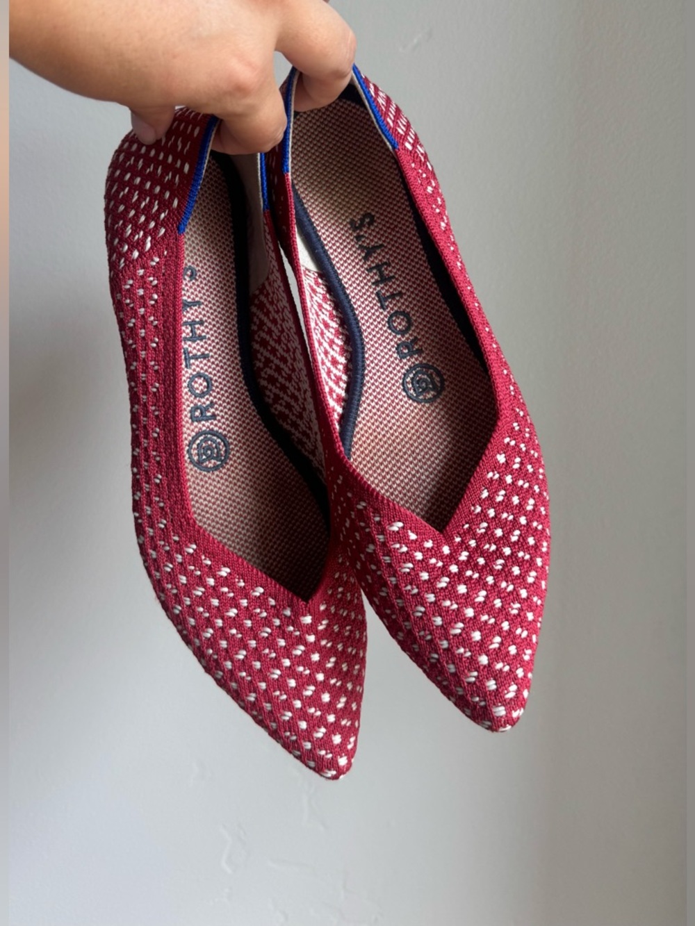Rothy The Point Shoes Ballet Flats Red Apple Honeycomb 6 Preppy Academia Work